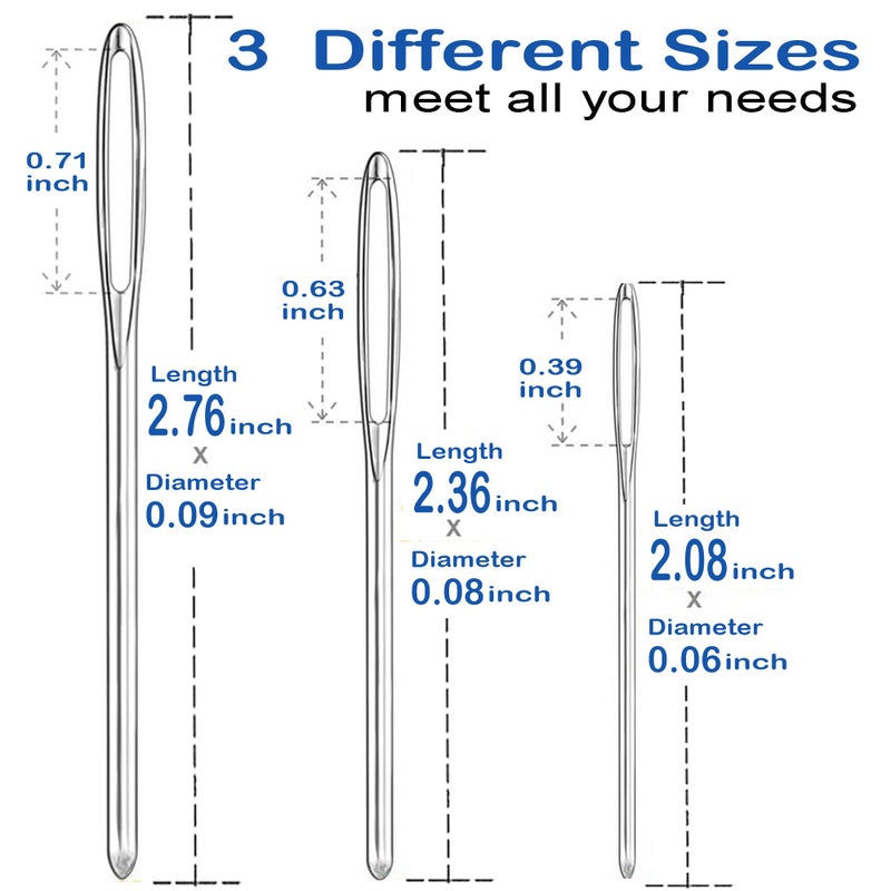 ORRDICE Large-Eye Blunt Needles, Stainless Steel Yarn Knitting Needles, Sewing Needles, Crafting Knitting Weaving Stringing Needles, Perfect for Finishing Off Crochet Projects(9 Pieces) - Image 2